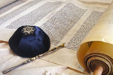 This is a stock photo. An up close view of the Torah.